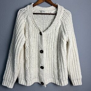 Another‎ Love Robin Chunky Knit Cardigan Oversized Button Front Sweater Cream S